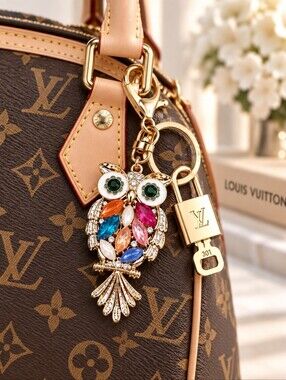 Authentic Louis Vuitton Padlock & Key Gold ✨Unbranded Owl Bag Charm Keychain